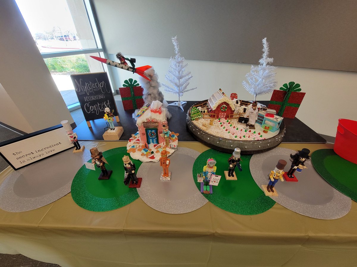 CtcHollenstein's tweet photo. What a fun holiday luncheon with our staff! These amazing educators got very competitive with our staff bingo activities and nutcracker decorating contest! @KimTraylor01 @EMSISD_CTE @EMSISD #HCTCready #emsproud https://t.co/e1toP731wB