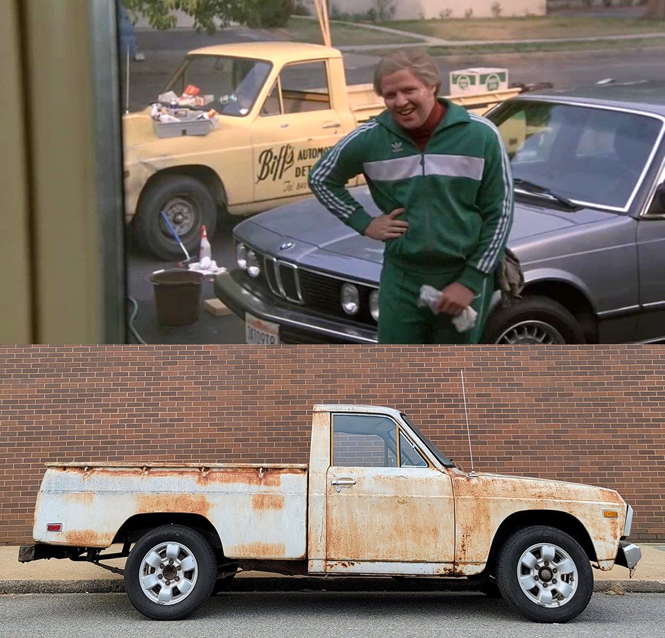 jcpressbaker's tweet photo. Ever since I was a kid, I've wanted to own the Back to the Future car. Now that I've made it, I can finally say my dream has been realized. Look behind Biff in this shot from the end of BTTF. Notice anything? https://t.co/LAkBlLBF13