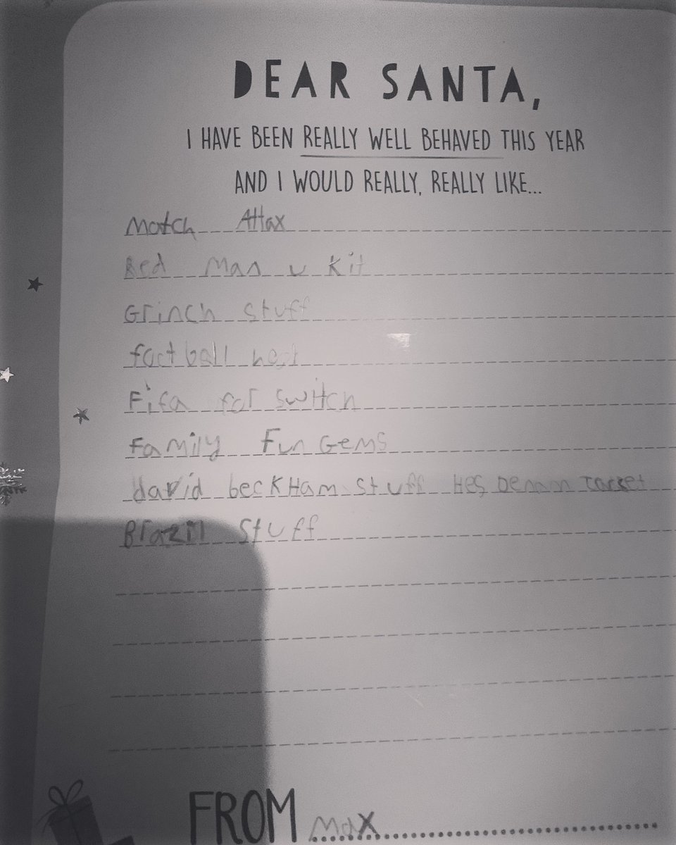 My 7 year olds Christmas list 🎅 it’s the ‘David Beckham stuff- his denim jacket’ for me 🤣🥹 #davidbeckham <a href="/victoriabeckham/">Victoria Beckham</a>
