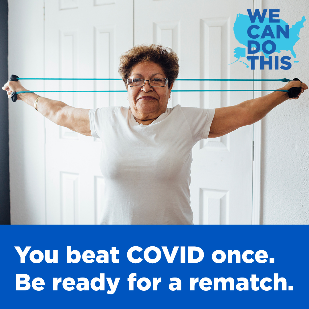 HHSGov's tweet photo. For those 50 and older or living with a chronic condition like heart disease or diabetes, COVID could be deadly. But an updated COVID vaccine will help keep you protected from COVID's worst outcomes. Update yourself and be ready to fight back.