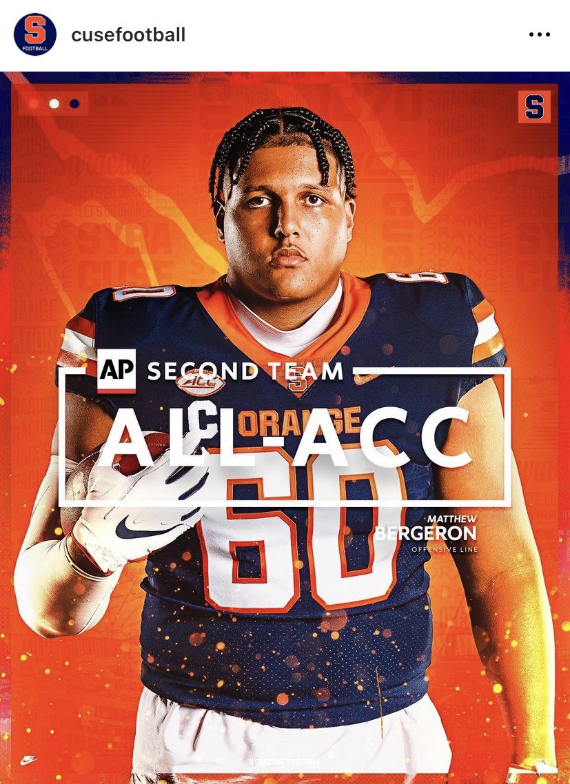 DidierOrmejuste's tweet photo. Félicitations à @MatthewkBerger1 qui a été sélectionné au sein de la deuxième équipe d’étoiles du ACC. Bravo! 👏🏾👏🏾👏🏾👏🏾 (via @CuseFootball) https://t.co/bfXLCIgQyo