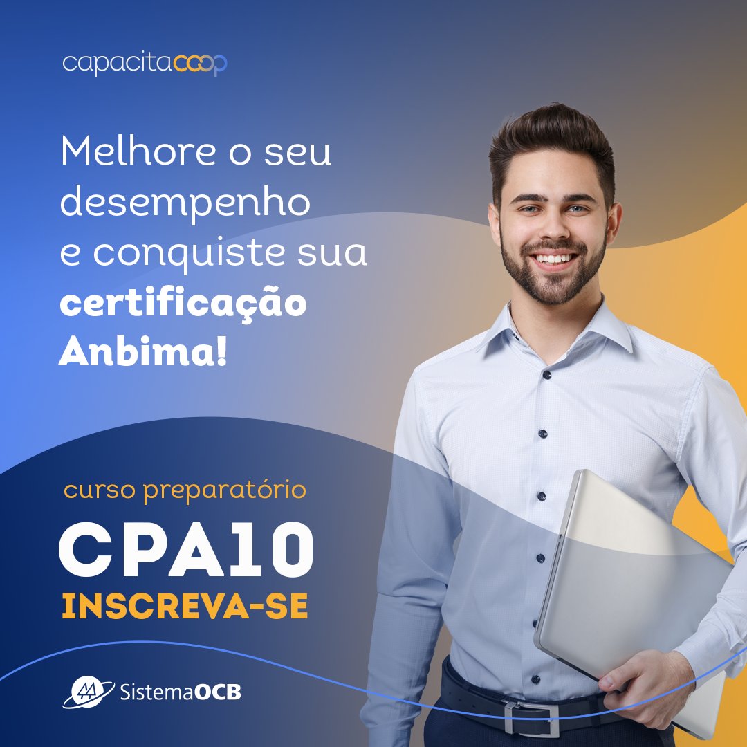 sistemaOCB's tweet image. Você atua em uma coop de crédito? Temos uma ótima dica para te ajudar a se tornar um especialista em investimentos: o Curso Preparatório CPA 10. As inscrições estão abertas na CapacitaCoop. Aproveite essa oportunidade!