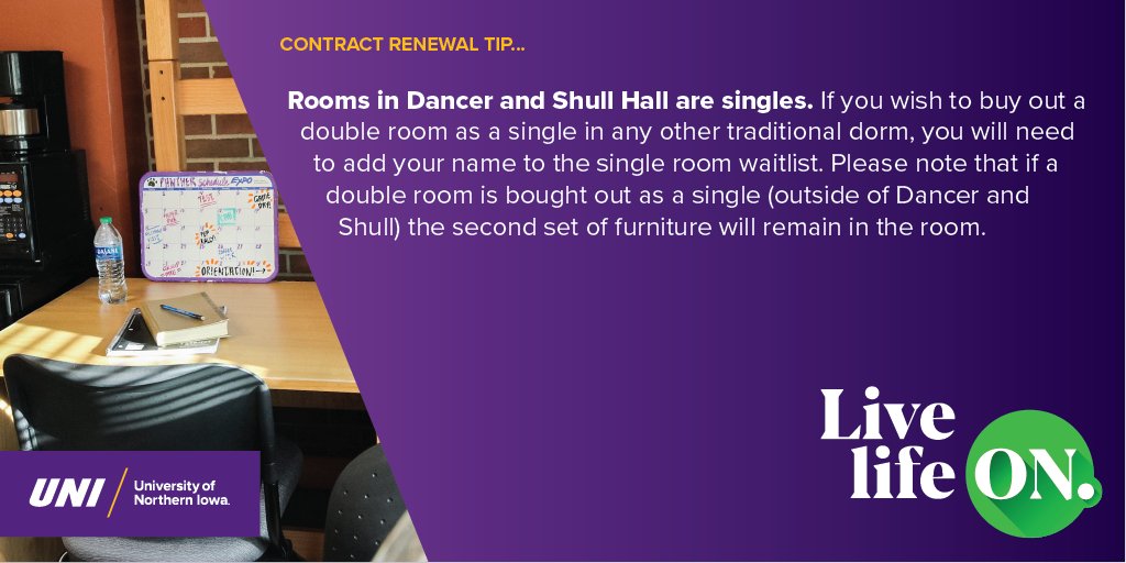 UNI_RiderHall's tweet photo. Contract renewal begins soon...where will you live on campus next year? #livelikeapanther https://t.co/5tH6tnEzVp