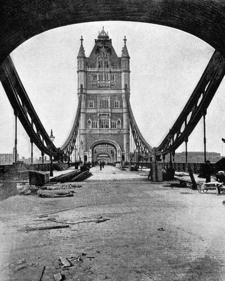A rare picture looking across Tower Bridge during construction #london #history