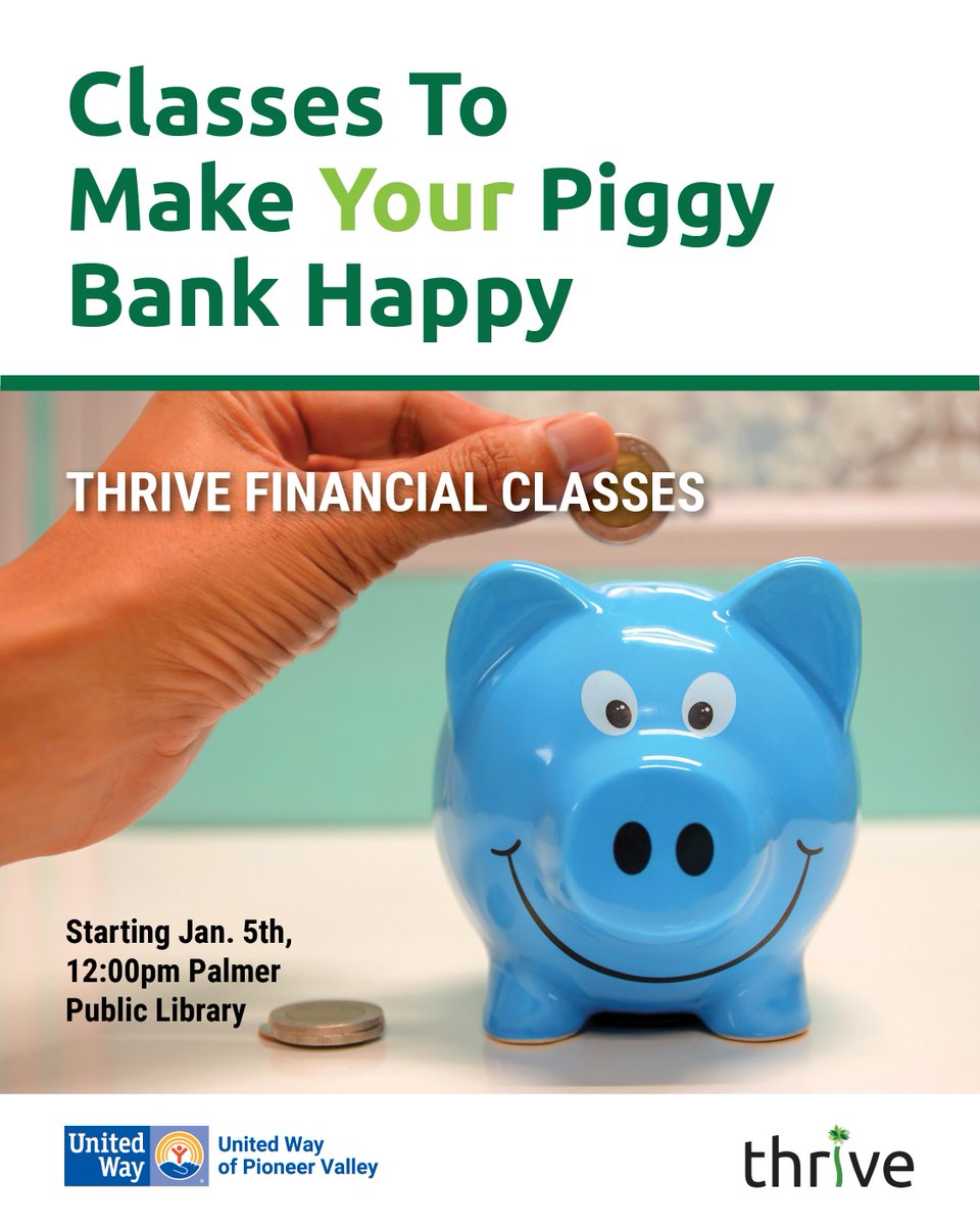 unitedwaypv's tweet photo. The United Way of Pioneer Valley launches our new interactive round-table Thrive Classes, held at Palmer Public Library on 1455 N Main St in Palmer. Classes will start on January 5th noon.
.
.
.
.
#uwpv #thrive #springfield #unitedway #financialcoaching https://t.co/KlzIJ6Ttnq