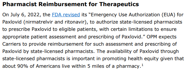 🚨PROVIDER STATUS ALERT🚨

Guidance from <a href="/USOPM/">U.S. Office of Personnel Management</a> says health plans contracted w/ them for federal employees must reimburse #pharmacists for patient assessment &amp; prescribing of Paxlovid! Another win for patient access to care! #TwitteRx

opm.gov/healthcare-ins…