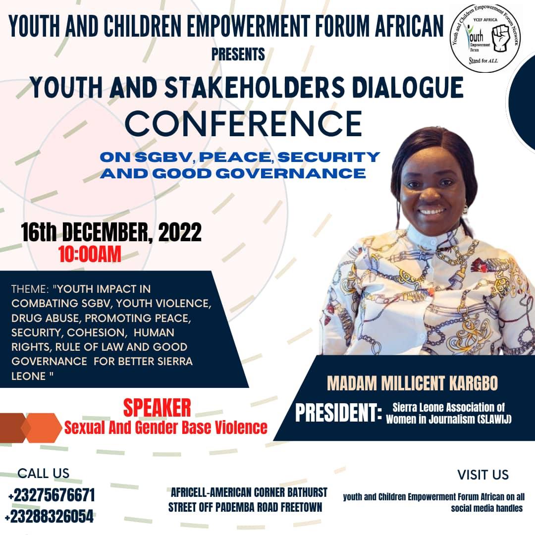 SLAWIJ20's tweet photo. Gender-based violence issues requires consistent engagement. Tomorrow our Executive President @MimiKargbo will be speaking to young people and stakeholders on #SGBV. https://t.co/a8Yb7IEngu