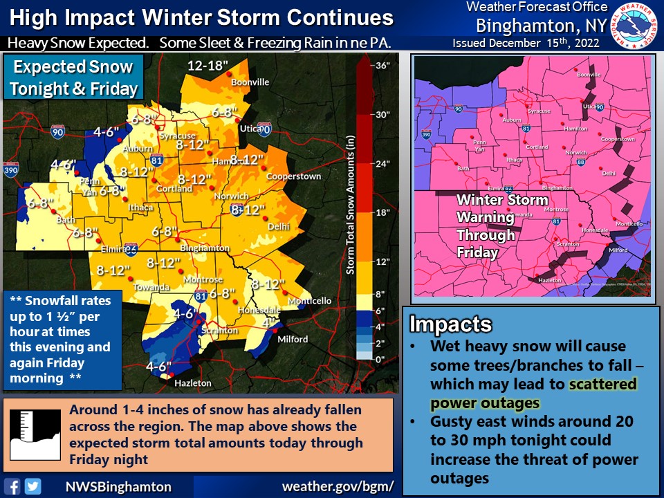 NWS Binghamton on Twitter "Widespread snow continues this evening
