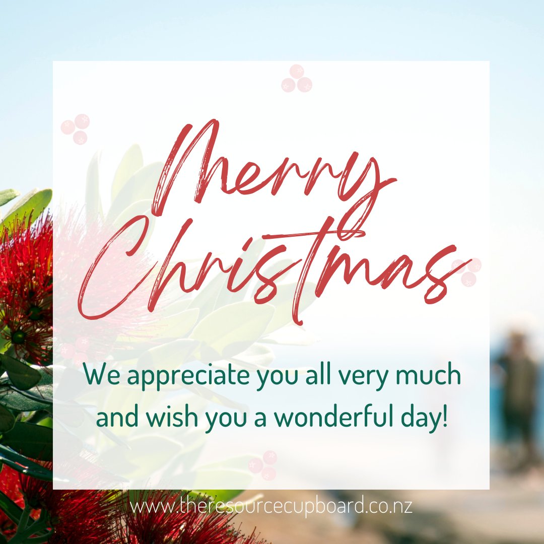 TheResourceNZ's tweet photo. Merry Christmas from The Resource Cupboard. We appreciate you all very much and wish you a wonderful day however you are spending it. #theresourcecupboard #merrychristmas #Christmas https://t.co/cLTDDYXBdN