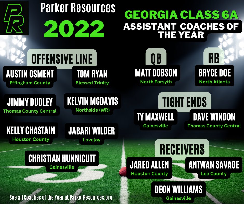 ParkerResources's tweet photo. Congratulations to our 2022 Georgia High School Class 6A Coaches of the Year.  If you know them, tag them and congratulate them! https://t.co/uMLwQXUDXA