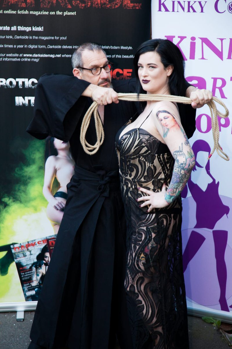 kinkyconsent's tweet photo. @DianaVonRigg with the lovely James (Get Knotted). Glad to have known him RIP https://t.co/aZ2sF3NzbI