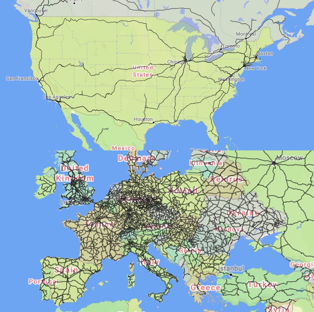 Passenger trains in the US vs. Europe. 

#climate