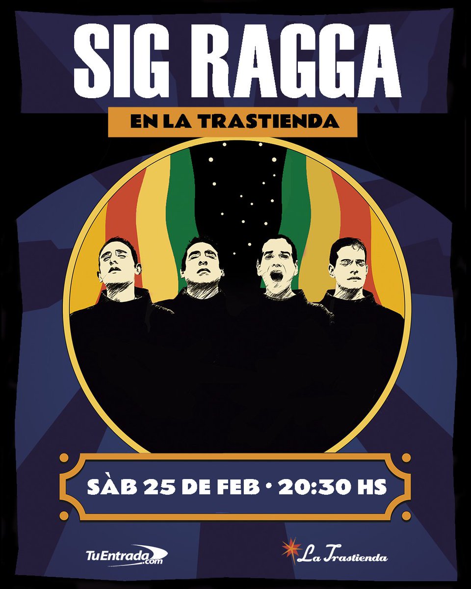 Que lindo el 2023 casi cerca y con el notición de tener en casa a  <a href="/SIGRAGGA/">SIG RAGGA</a> banda ♾️ y mágica✨️
🔹️Sábado 25/02 - 20:30h 
🎫 Entradas disponibles en la web de TuEntrada y en boletería cuando hay show en la sala.