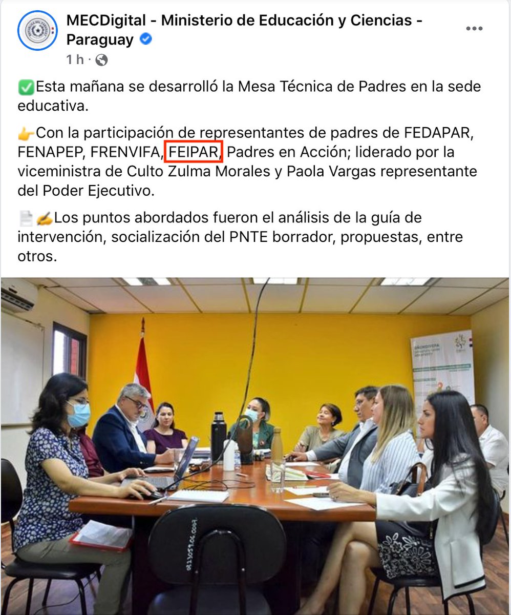 Rios_Nacif's tweet image. El @MECpy acaba de incorpor a FEIPAR, la ONG de activistas LGBT y proaborto, empleados de ONG's en la mesa de padres p/ trabajar el PNTE.

Que todos los padres de Paraguay se enteren que el discurso provida es solo una pantalla, los hechos hablan mucho más fuerte!

@MaritoAbdo
