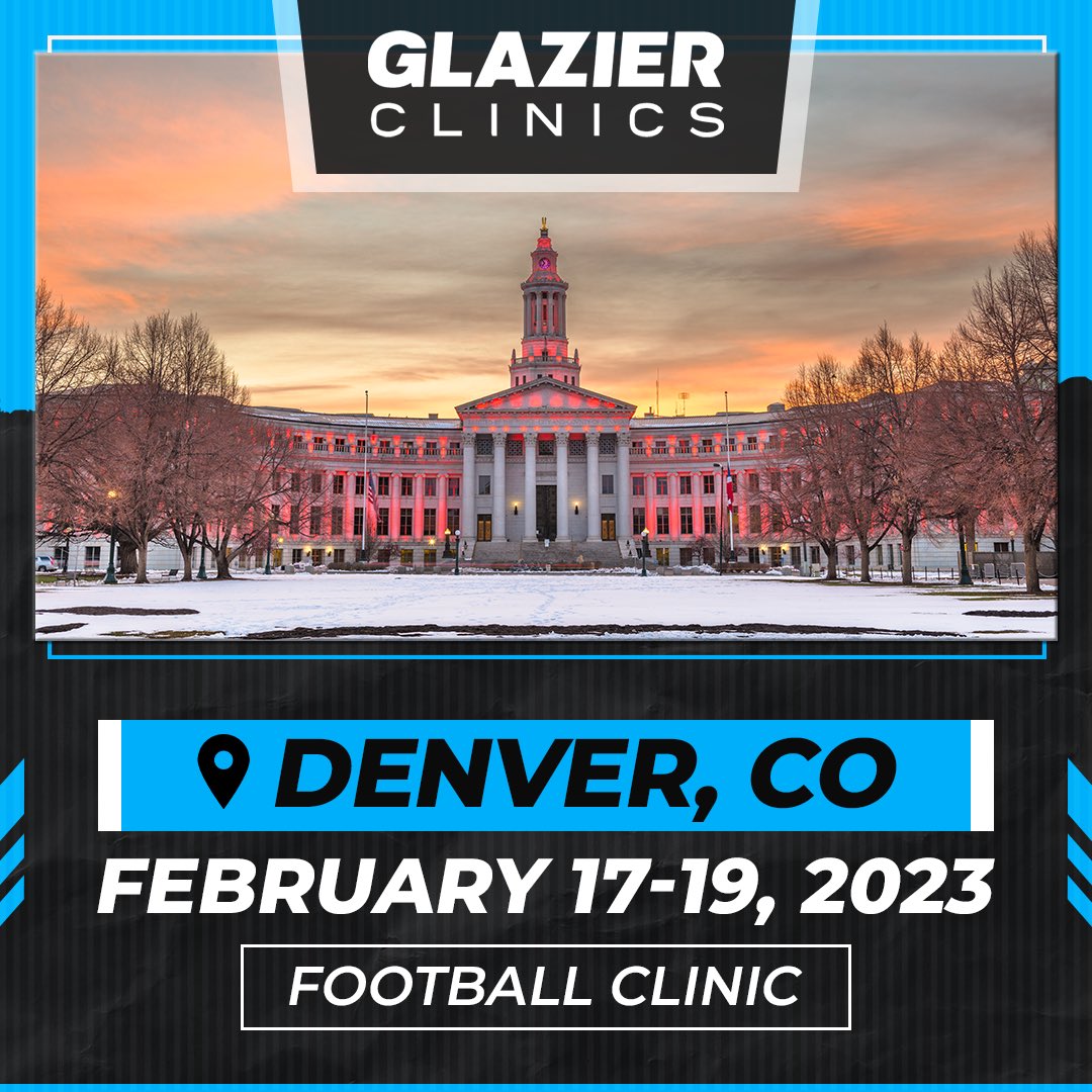 fbcoachspurlock's tweet photo. Excited to speak again @GlazierClinics about all things Power and QB runs (front adjustments, complimentary plays, option and gun) in the multiple wing T; as well as how to improve as a coordinator and a game planner. Come breathe the clean Rocky Mountain air and join us! https://t.co/eVM5DLkgAh