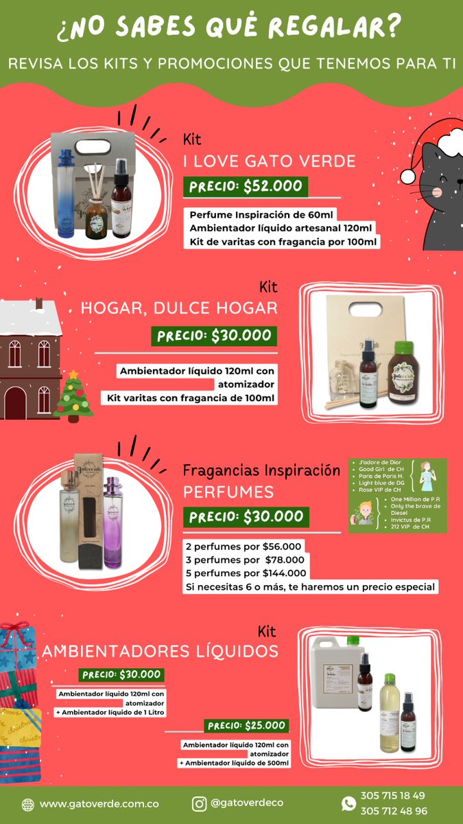 gatoverdeco's tweet photo. Hola, feliz día 🤗♥️🎄✨. Si aún no tienes tus regalos de navidad, te invitamos a revisar nuestros kits y promociones #regalos #navidad #kits #Promociones #Perfume #ambientador  #JuevesDeGanarSeguidores https://t.co/MGT8BD0T40