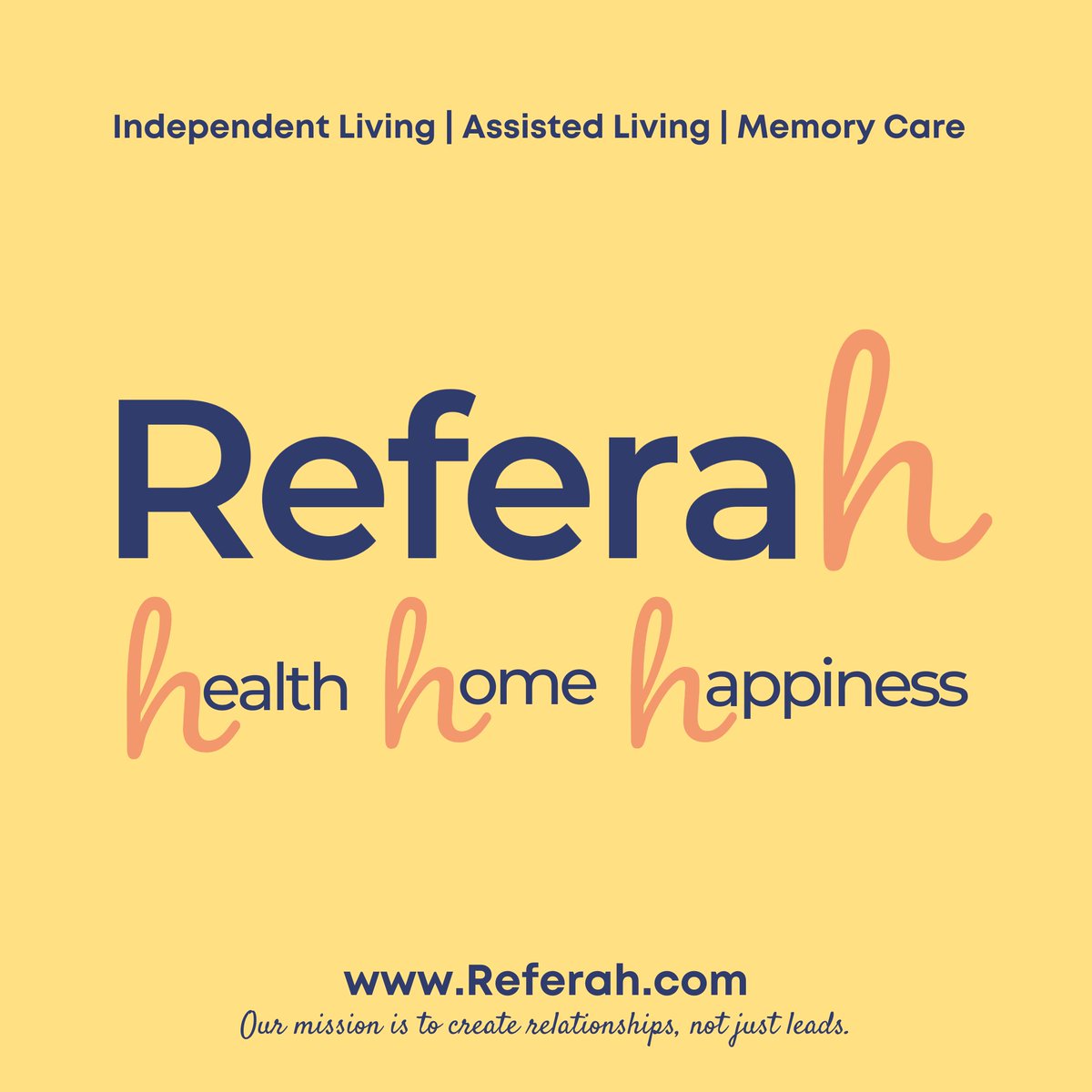 The "h" in Referah is a nod to our 3 favorite words; health, home, &amp; happiness. It's all part of the plan &amp; process we created to better match families &amp; Senior Living communities. Find out how we can help at Referah.com
#seniorliving #seniorlivingmatchmaker