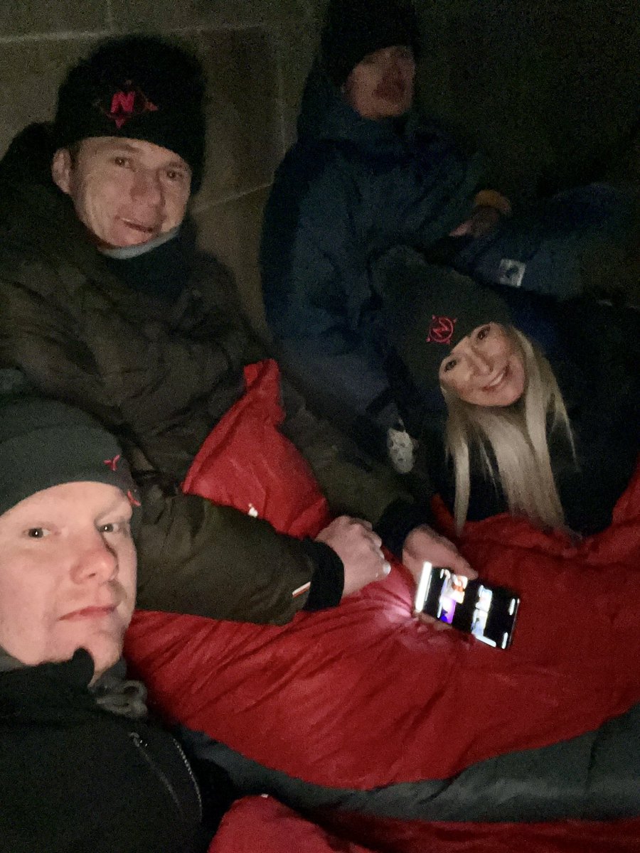 MAVscotland's tweet photo. And here are @callum2591 @dannyja05746888 Nicole and William trying to keep warm and get comfy for the night #wintersleepout https://t.co/PCztS2kPgB