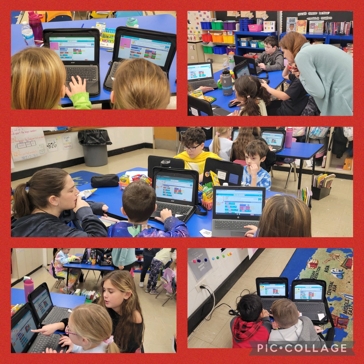 PamFine5's tweet image. Mrs. Albrecht and Mrs. Baker work with these young Computer Scientists during coding. #FutureFocus