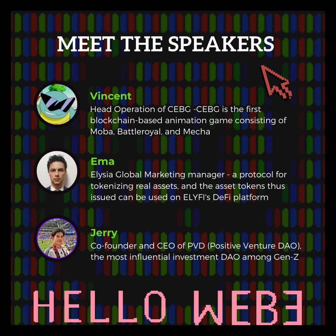 Hello web3 x Seoul is coming Tomorrow 6:30pm pst! Come meet the speakers! Chat about NFT, Gamei and more. And... Did I mention free give-aways? 🎁🎁🎁 
Just a few more zoom spots left! Get your via linktr.ee/hackhubio