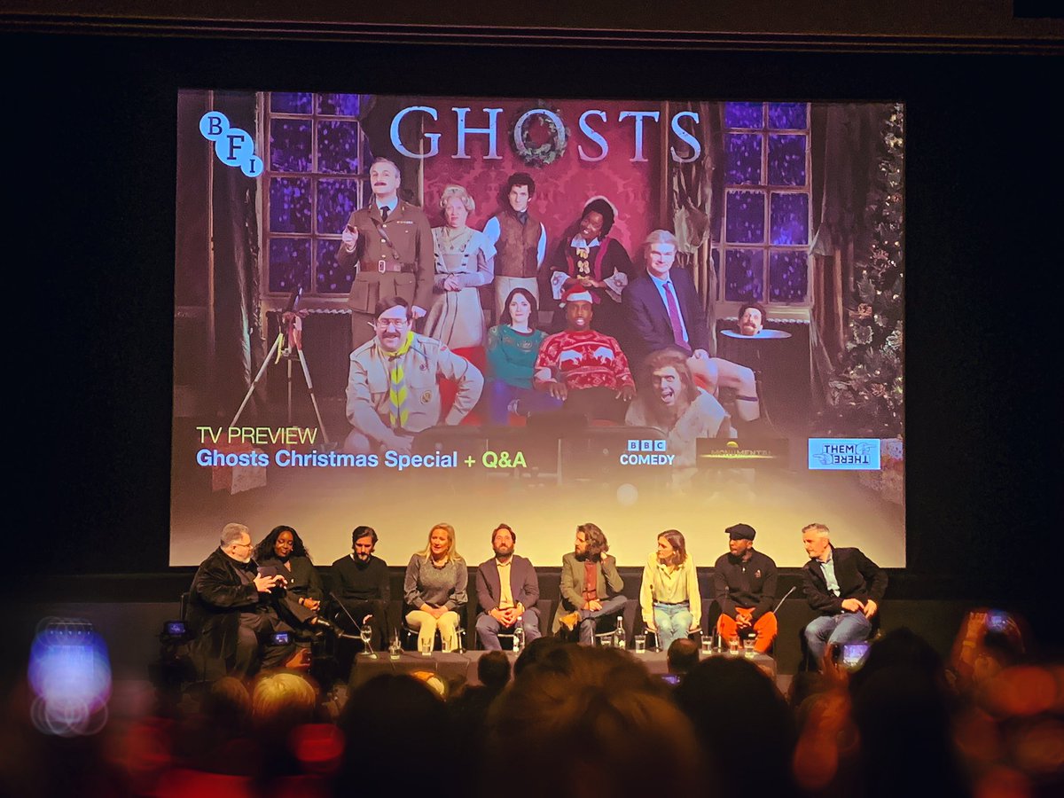IdiotsAssembled's tweet photo. You’re all in for the best festive television treat of the season! This year’s #BBCGhosts Christmas Special is heartfelt, laugh-a-second, and one of the highlights of the show to date.

Catch it Christmas Day at 7:25pm on @BBCOne and streaming on @BBCiPlayer. 

Thank you @BFI! https://t.co/vfq9r6kged