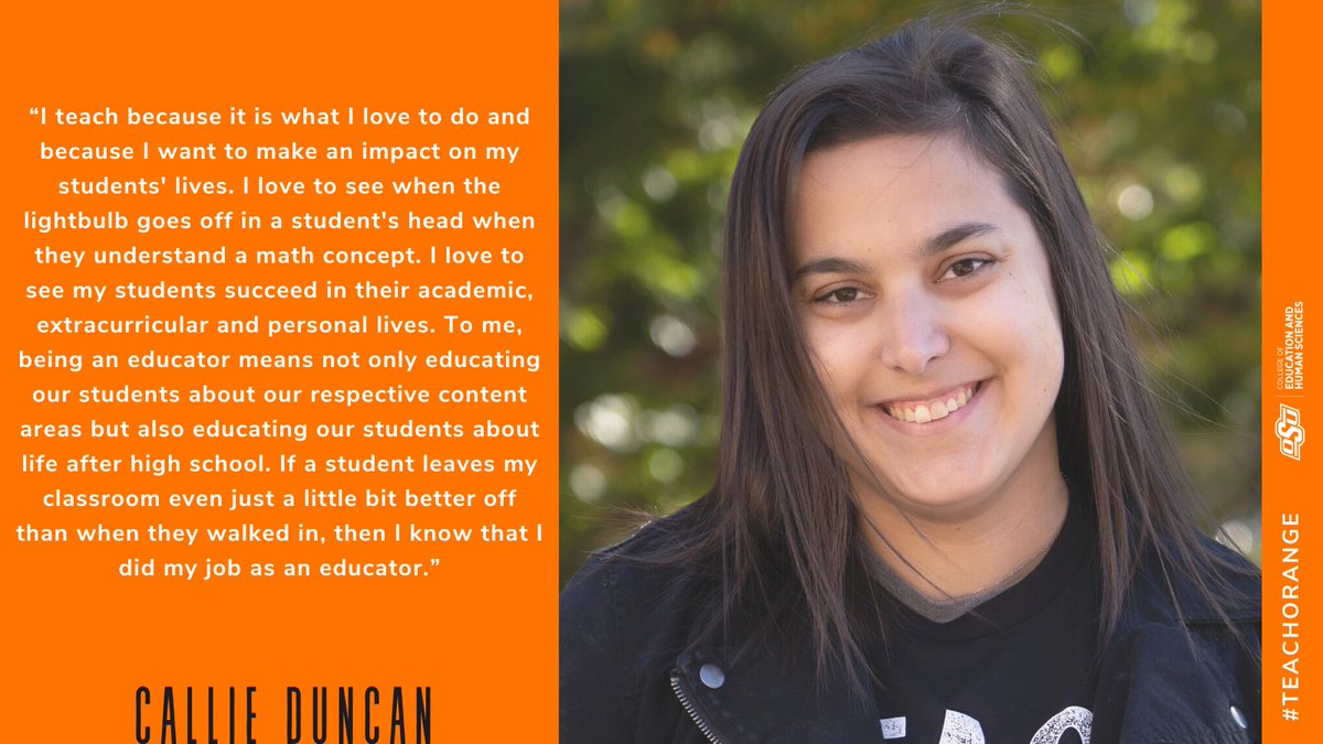 okstate_ehs's tweet photo. 🔶Callie Duncan🔶a #TeachOrange participant from Glencoe Public Schools.

Join us in showing appreciation for teachers like Kristina and their commitment to education! https://t.co/XTJGkUXamD
