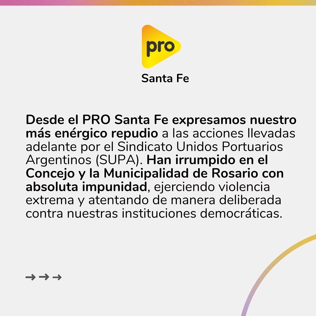 prosantafe_'s tweet photo. Repudiamos las acciones violentas del Sindicato Unidos de Portuarios Argentinos (SUPA) en el Concejo Municipal y en la Municipalidad de Rosario #BastaDeAprietesSindicales. https://t.co/pqEFyuDN7D
