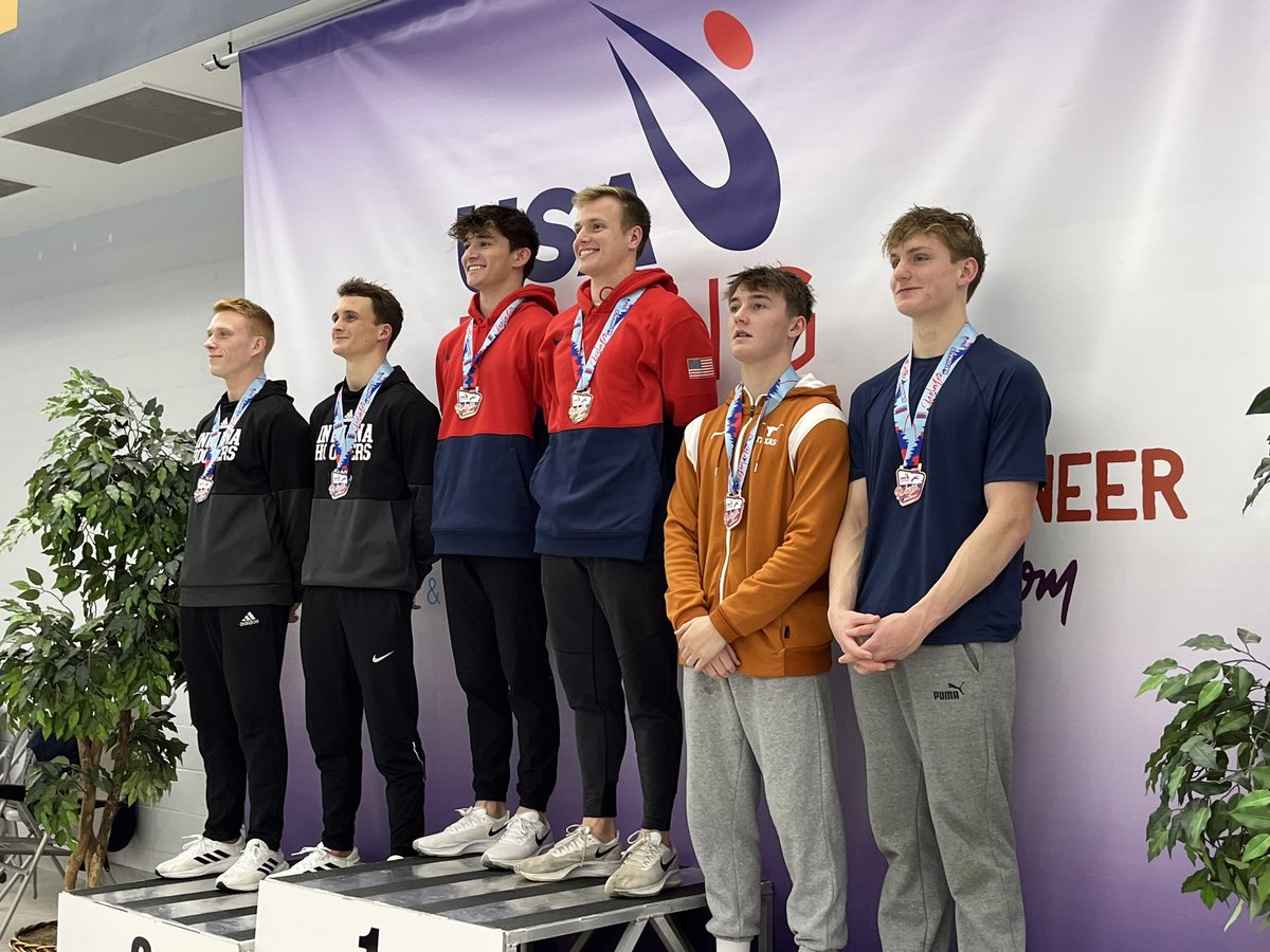 USADiving's tweet photo. Congratulations to our men’s 3-meter synchro medalists
🥇Tyler Downs/Greg Duncan (792.84)
🥈Andrew Capobianco/Quinn Henninger (721.74)
🥉Nick Harris/Max Fowler (650.25)
#WinterNationals22 https://t.co/yPK6NuQyhN