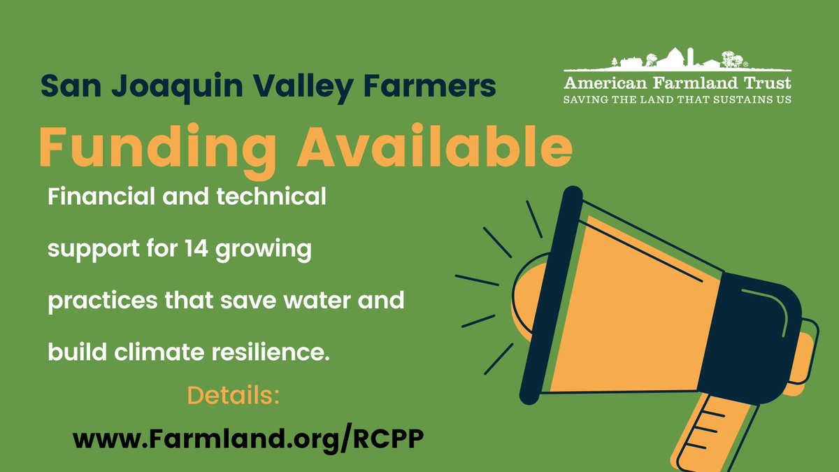 FarmlandCA's tweet photo. Please spread the word that @NRCSCalifornia #funding is available to help #SanJoaquinValley #farmers adopt 14 #healthysoil practices. Go to @Farmland for applications and contacts. Details: https://t.co/4Aa6rpij1y #mjdoa https://t.co/0ilSgriiZv