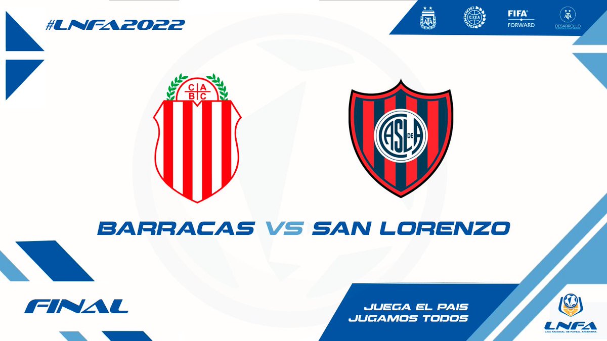LNFArgentina's tweet photo. ¡Hay final! 
Barracas Central y San Lorenzo jugarán este viernes a las 20:00 horas la final de la 4° edición de la  #LNFA2022 

📲💻 https://t.co/X0C6V1fQT4

#DesarrolloAFA 
#JuegaElPais
#JugamosTodos https://t.co/TmTJI6zTKx