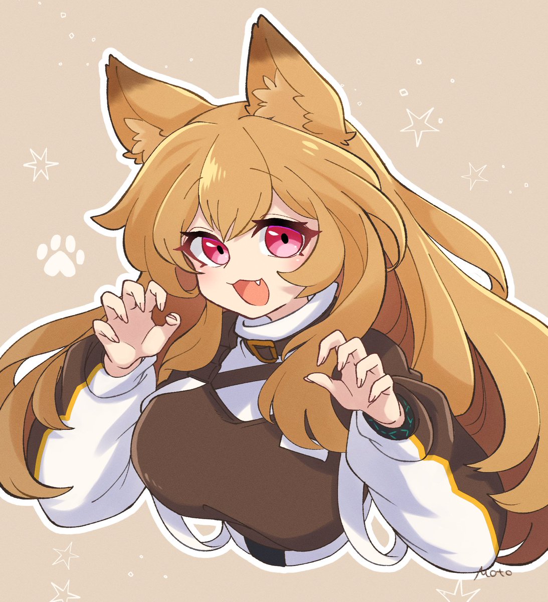 ceobe (arknights) 1girl solo animal ears fang long hair upper body open mouth  illustration images