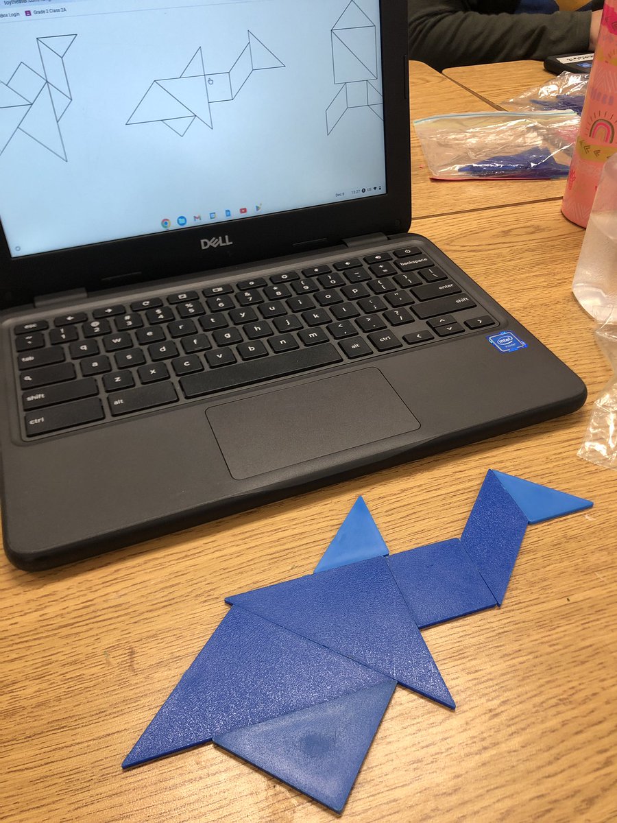 We used tangrams to recreate the following images. They had fun manipulating the shapes to accurately solve the puzzle. Spatial reasoning ✅