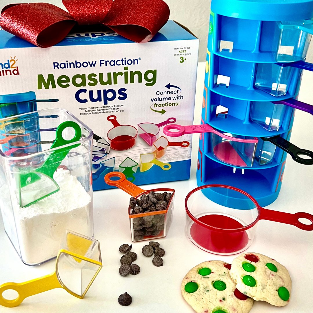 Rainbow Fraction Measuring Cups help demonstrate volume, capacity, fractions, parts of a whole, and more in a unique, hands-on way. These colorful, transparent cups come in sizes 1/12 to 1 cup, perfect for family baking time! bit.ly/h2mRainbowFrac…