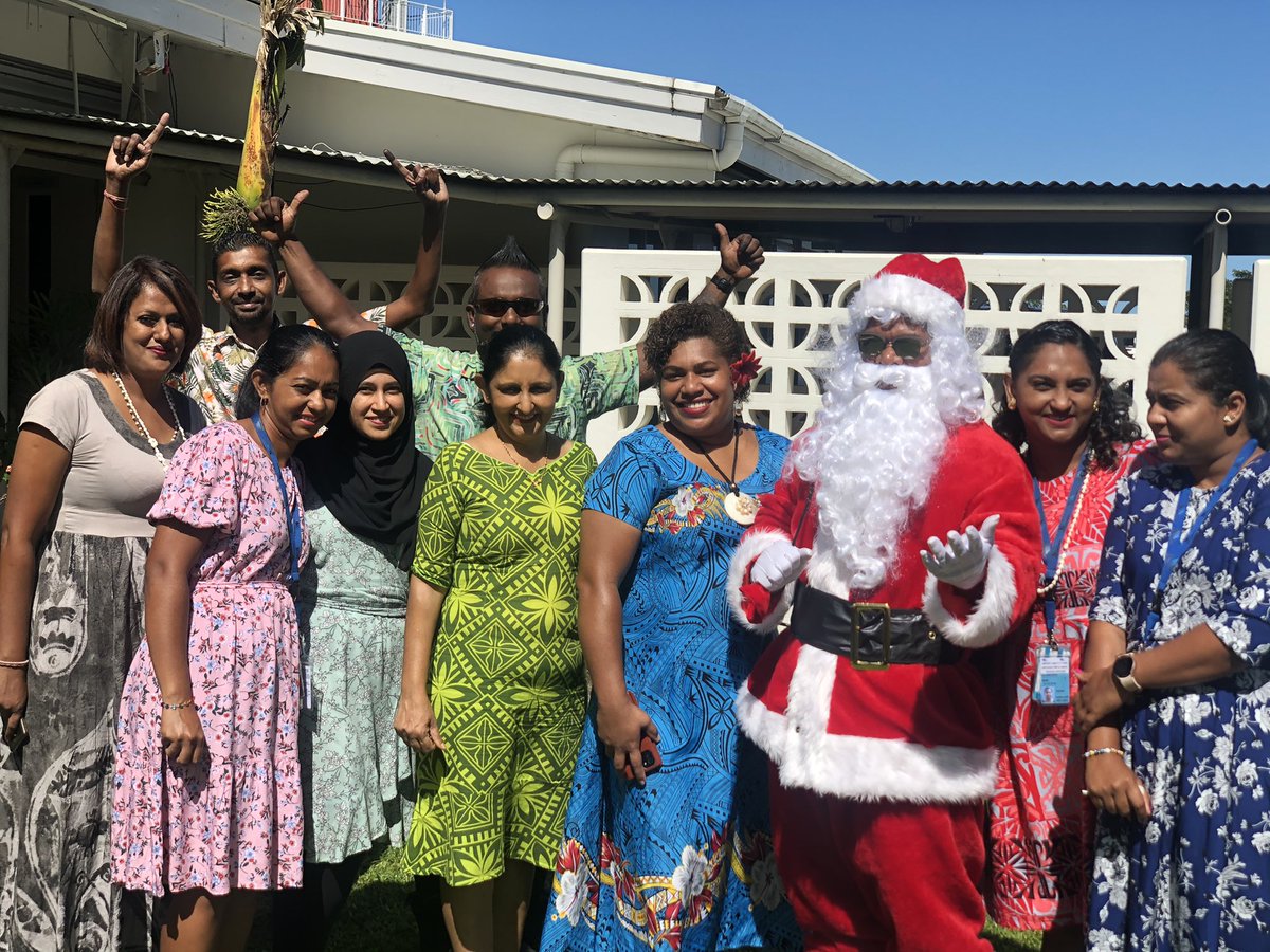 NadiAirport's tweet photo. It’s truly magical ... @radissonblu #Fiji staff arrived at #FijiAirports HQ with festive cheers, Santa &amp; chrismassy BULA vibes! https://t.co/3N3vv3N5HS
