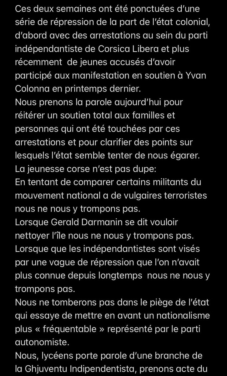 GI_Naziunale's tweet photo. La Ghjuventù Indipendentista tient à féliciter ses lycéens pour cette conférence de presse! https://t.co/6E3jCOdevE