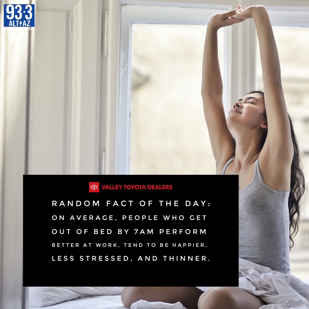 altaz933's tweet image. Love being up by 7a except now I can’t sleep past 7a on the weekend. 😵‍💫😴 - @dustinaltaz #sponsored