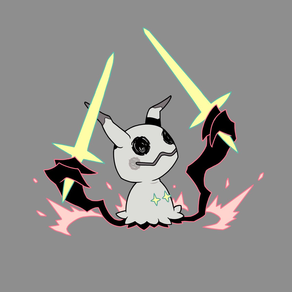 ミミッキュ 「Shiny Mimikyu swords dance 」|Orangesdeenのイラスト