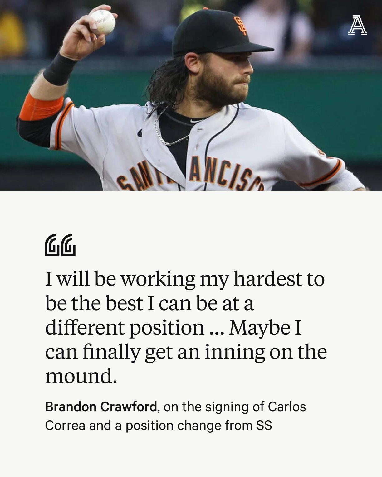 The Athletic MLB on X: Brandon Crawford has played in 1,525 games in his  major-league career and is the best shortstop in franchise history. But  with Carlos Correa, he'll have to come