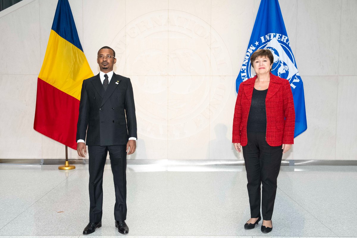 KGeorgieva's tweet photo. Congratulations to President @GmahamatIdi on the first debt treatment agreement reached under @G20 Common Framework. This agreement, along with 🇹🇩Chad’s commitment to sound policies and reforms, paves the way for conclusion of the 1st and 2nd reviews under the IMF program. https://t.co/Ql7w0JTW5m