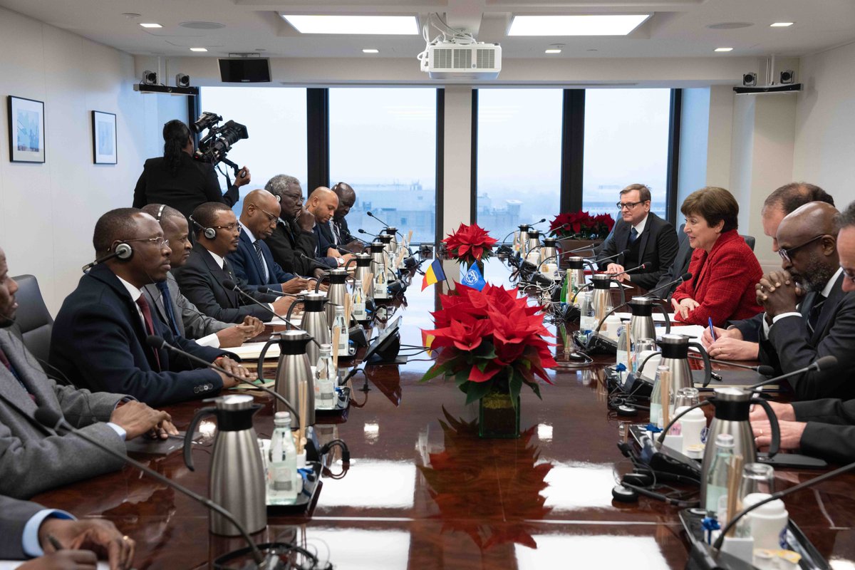 KGeorgieva's tweet photo. Congratulations to President @GmahamatIdi on the first debt treatment agreement reached under @G20 Common Framework. This agreement, along with 🇹🇩Chad’s commitment to sound policies and reforms, paves the way for conclusion of the 1st and 2nd reviews under the IMF program. https://t.co/Ql7w0JTW5m