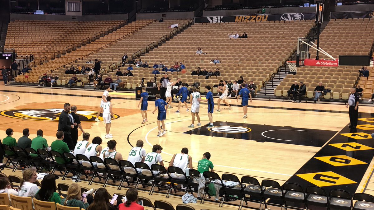 ryanwill_11's tweet photo. I am reporting live from Mizzou Arena, where the 2022 Norm Stewart Classic kicked off this evening. This first game was between the Blair Oaks Falcons and the South Callaway Bulldogs. The score at half was 25-15 in favor of Blair Oaks. @KOMUsports https://t.co/5xyvCuHKsa