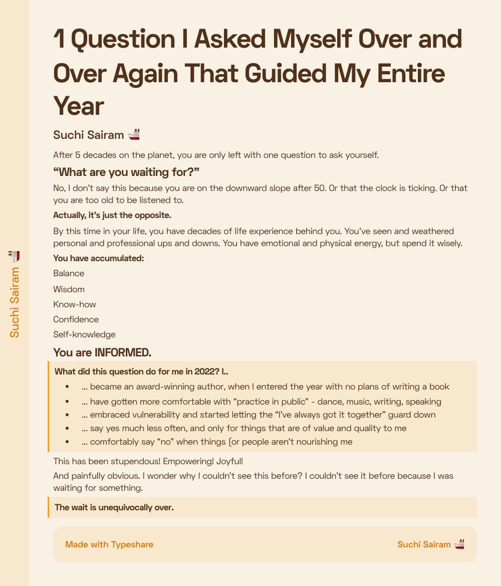 suchisairam's tweet image. 1 Question I Asked Myself Over and Over Again That Guided My Entire Year

#ship30for30 #ship30 #1question #whatareyouwaitingfor #empoweryourself