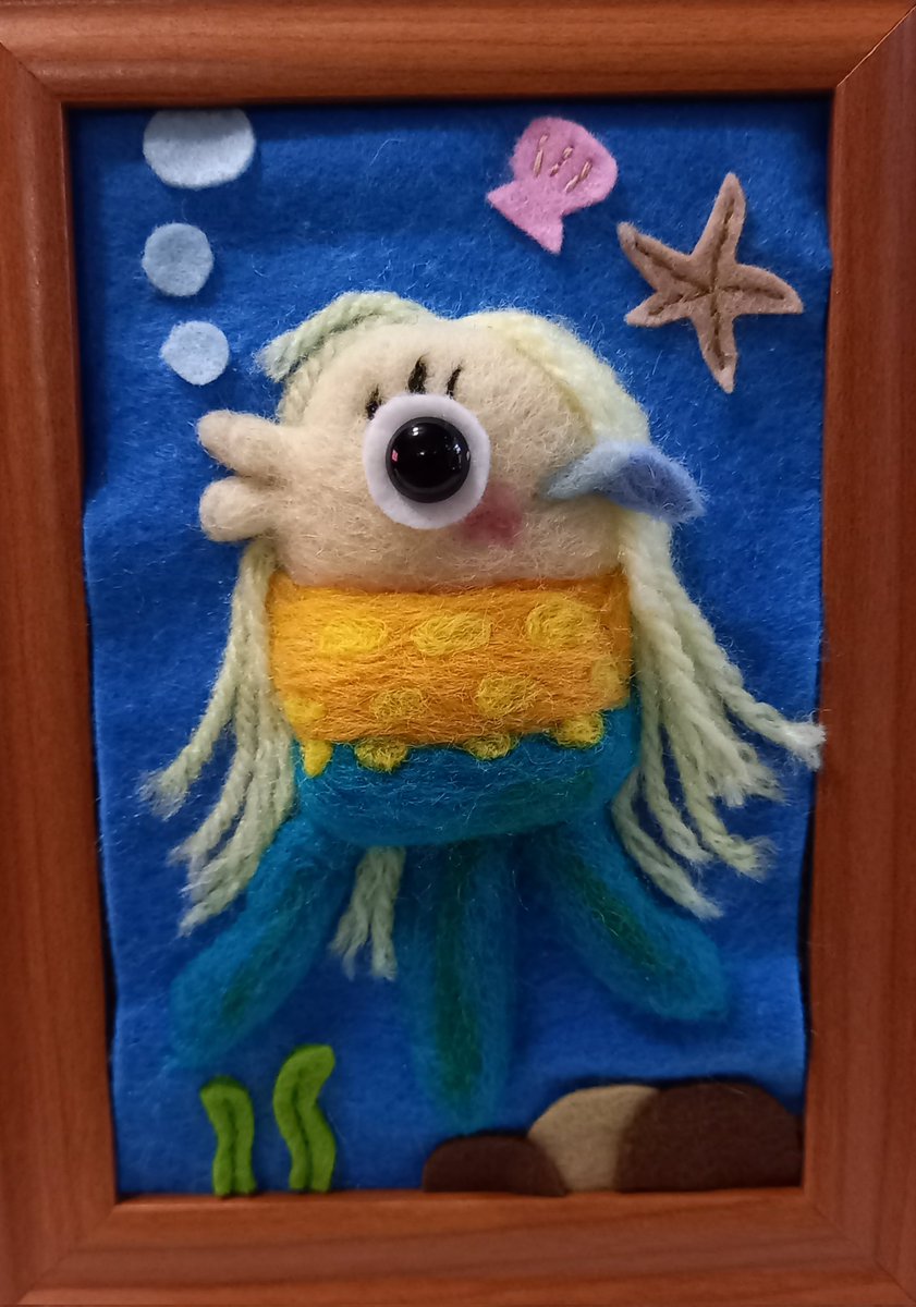 アマビエさま作ってみた。 #ハンドメイド #羊毛フェルト #フェルト