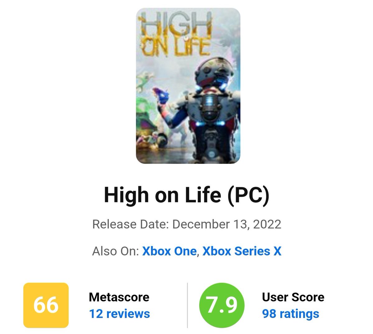 Durrtydoesit's tweet photo. 3 days after #HighOnLife's release...it has a solid 22 Reviews across @Xbox and #PeeCeeMassiveWaste! The #GamePassEffect.....that good Ole #XboxStench....#TheFutureOfGaming... https://t.co/tVn3LVbPxN