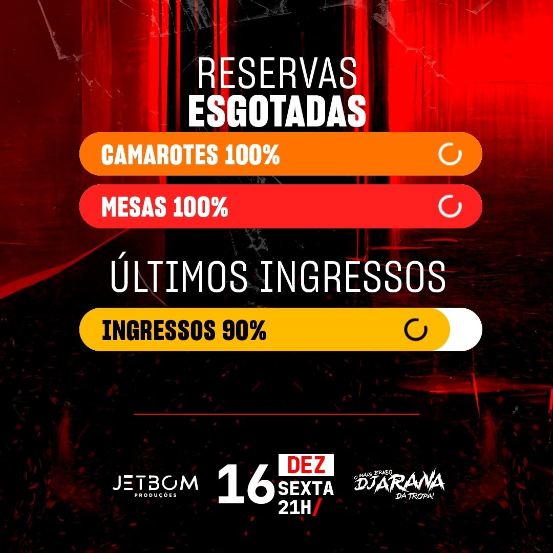 jetbomprod's tweet photo. RESERVAS ESGOTADAS 📢

90% dos ingressos vendidos mas ainda da tempo de garantir o seu, corre pro site 🏃🏻‍♀️
https://t.co/LAVVhzJeGG https://t.co/1tvTdtHyyO