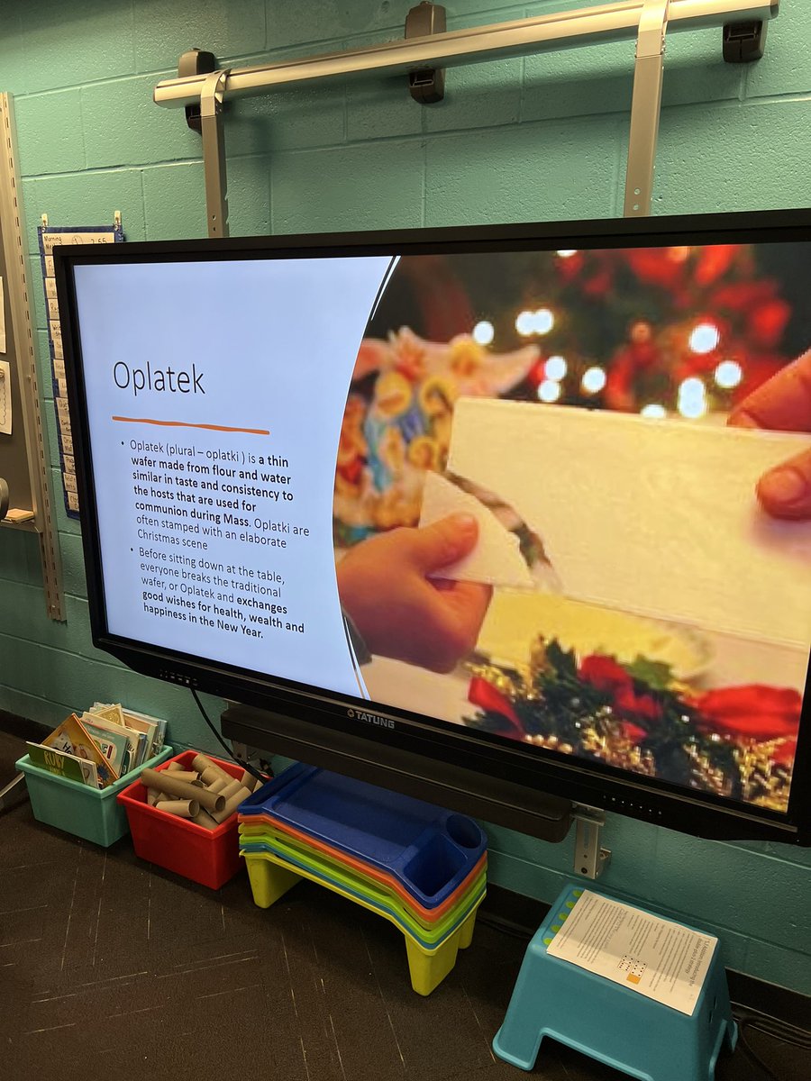 bluffsviewfirst's tweet photo. Today Sam’s mother Ola taught us all about traditions in Poland! Students loved getting to wish each other good health, wealth and happiness as we broke Oplatek together. @wcsdistrict @BluffsviewElem #itsworthit https://t.co/5jesBXa02i