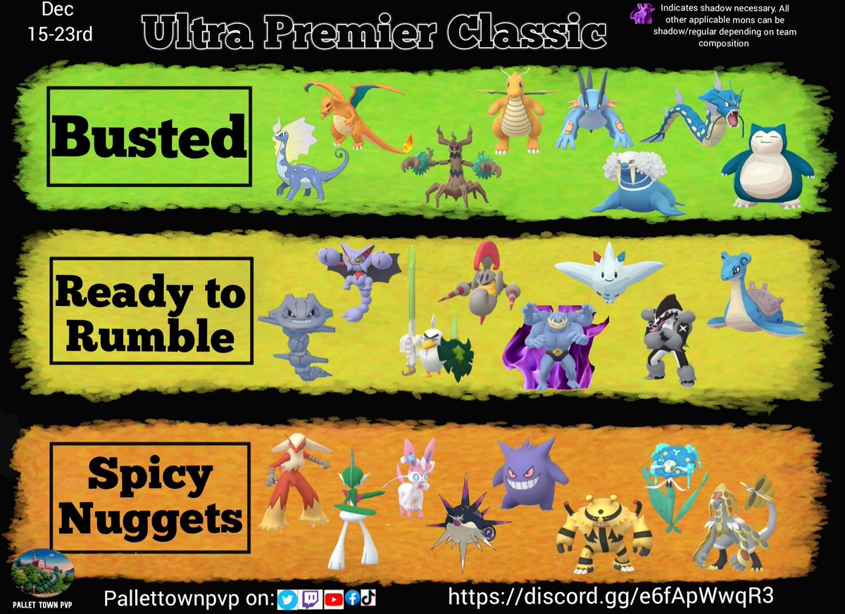 pallettownpvp's tweet photo. This next graphic shows you some of the good picks for the #ULPC meta! As always, please also do your own research 👀
#PokemonGO #GOBattleLeague #GBL #UltraLeaguePremierClassic https://t.co/7Ifs39VYAO