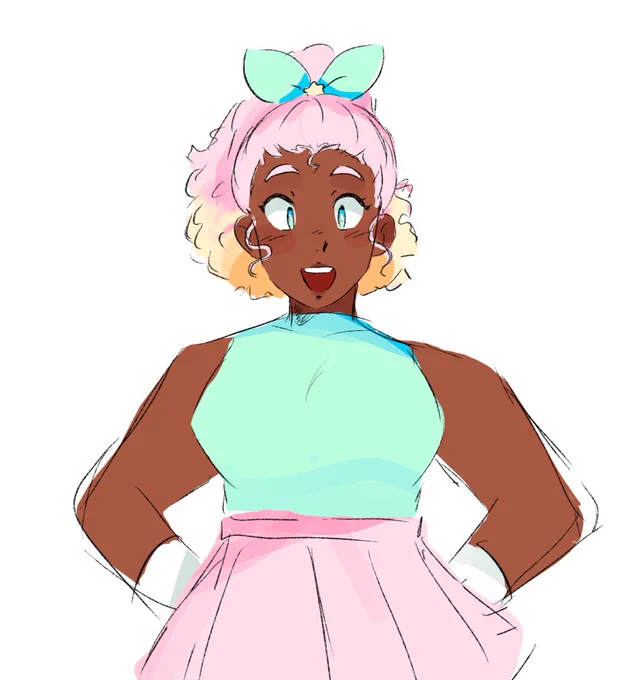 another  maybe her alien form is more alien-y but she disguises herself as a cute human gal 