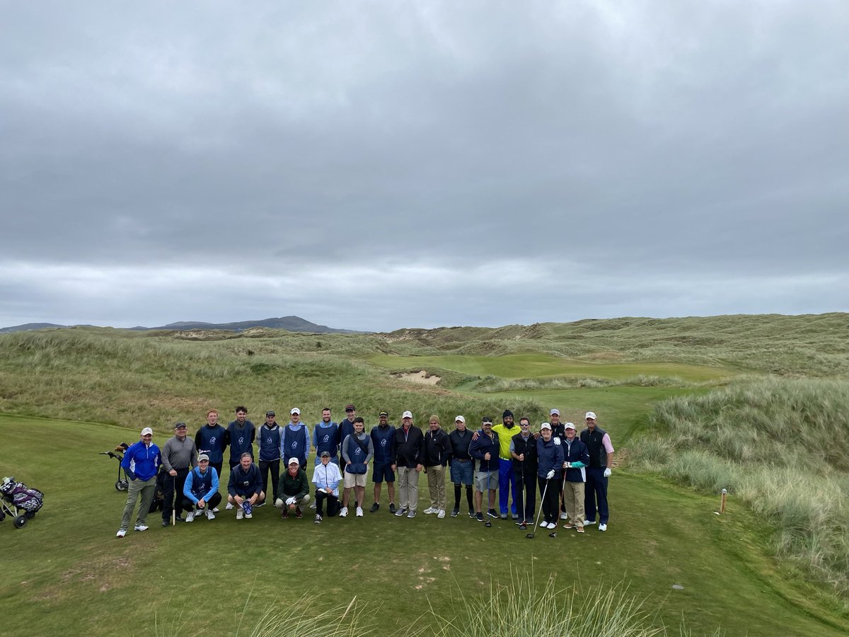 RogerSchiffman's tweet photo. @traleegolflinks Right before playing Rosapenna’s brand-new St Patrick’s with 8 combat-injured veterans and 5 sponsors along with our local caddies. https://t.co/rhmdrL6bxV