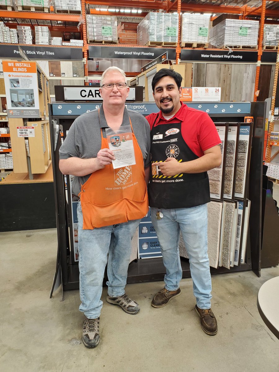 Lara COS 1935 (@laracos1935) on Twitter photo Our rockstar 1935 Flooring specialist, Steve, getting some well-deserved recognition from our SASM <a href="/LuisV1901THD/">Luis E Valtierra</a>
Steve uses his extensive knowledge and experience to make sure our customers have the very best experience. Every time.
<a href="/kellyhutch6/">Kelly Hutch</a> Our rockstar 1935 Flooring specialist, Steve, getting some well-deserved recognition from our SASM <a href="/LuisV1901THD/">Luis E Valtierra</a>
Steve uses his extensive knowledge and experience to make sure our customers have the very best experience. Every time.
<a href="/kellyhutch6/">Kelly Hutch</a>